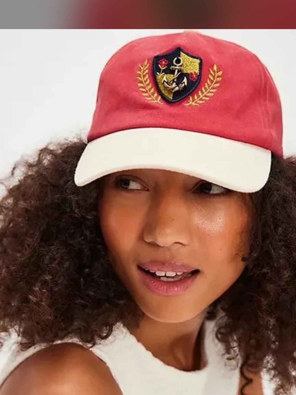 Free People Anchored Charmed Baseball Cap Red NWT